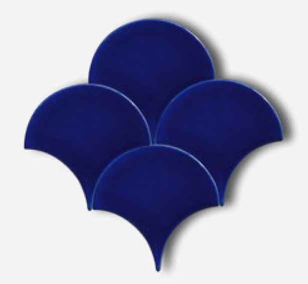 20x20 cm Rölyefli Seramik Balık Pulu Kobalt-1